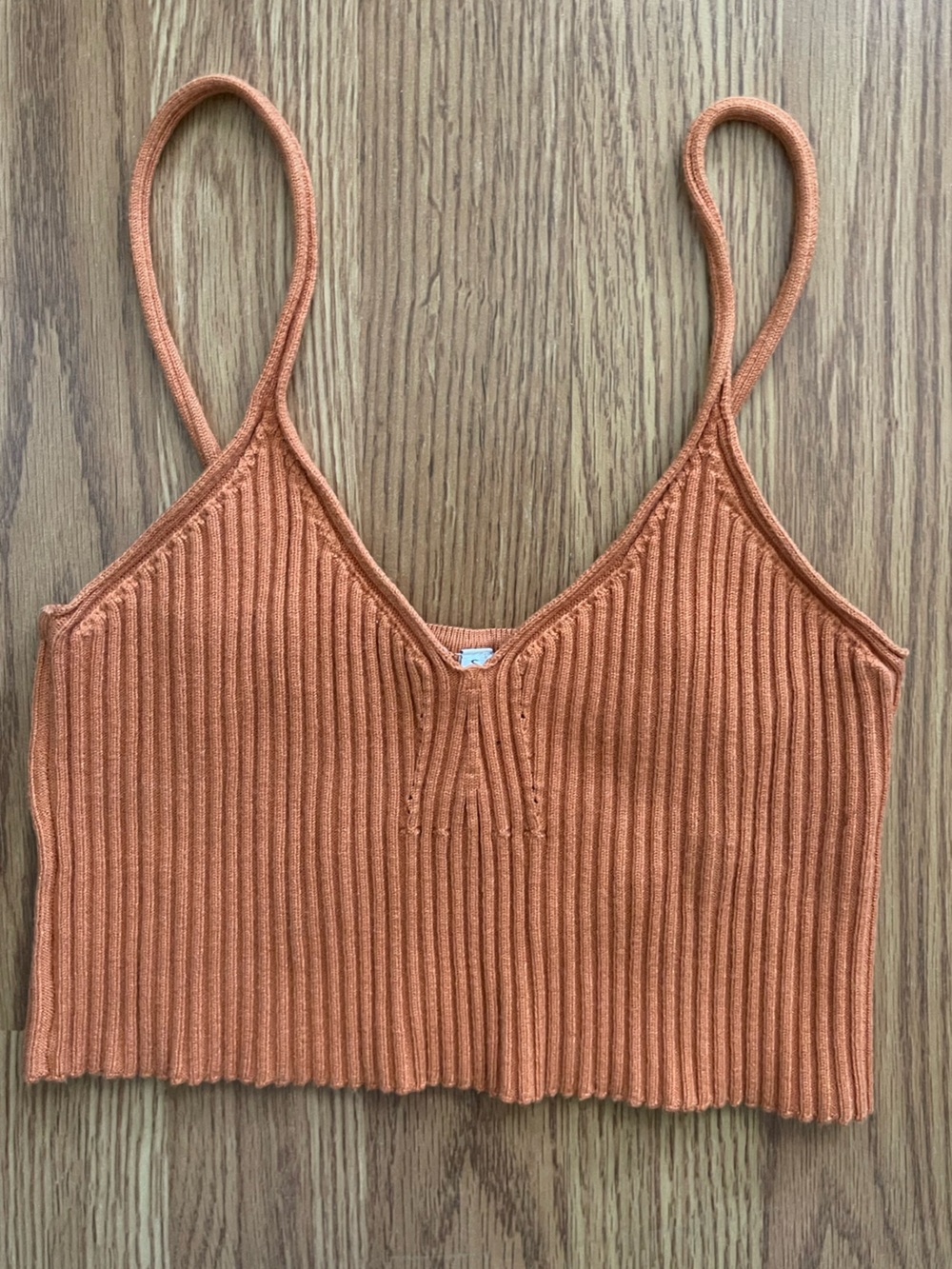 Boho soft girl Ribbed Knit Cami Tank Top - Orange size small